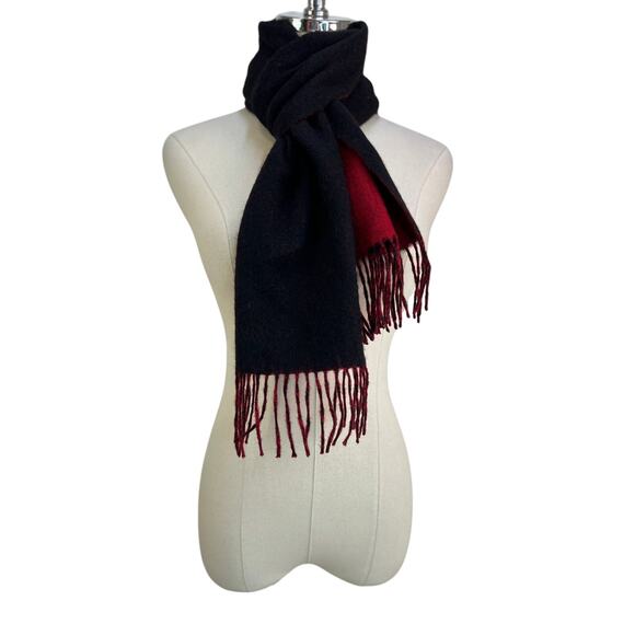 Guy Laroche Cashmere Scarf Black Red - Picture 2 of 6